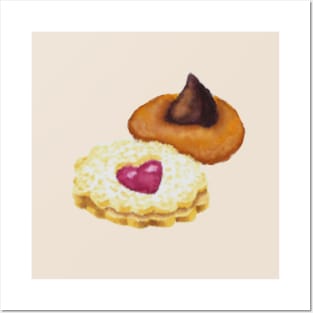 Linzer and Chocolate Kiss cookie watercolour design Posters and Art